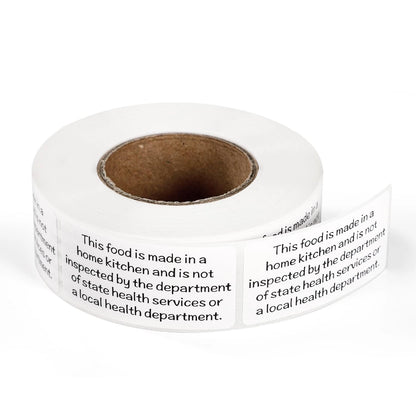 500 Pcs Cottage Food Law Labels Stickers, Thermal Printed Black, White