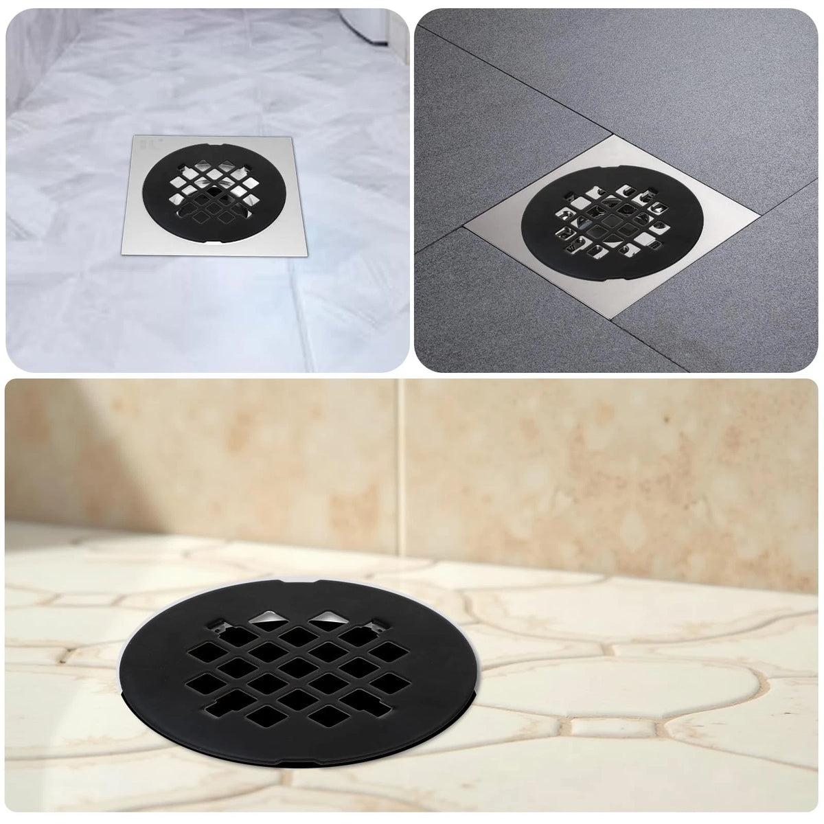 4-1/4" Shower Drain Cover Snap-in Strainer Round