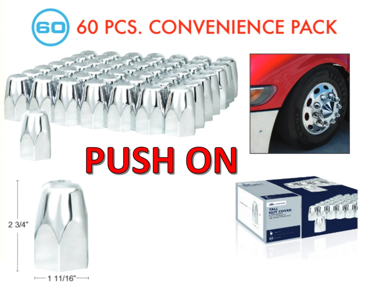 Chrome Lug Nut Covers Push-On 1-1/2 in 60 Pack for Toyota (2009–2023)