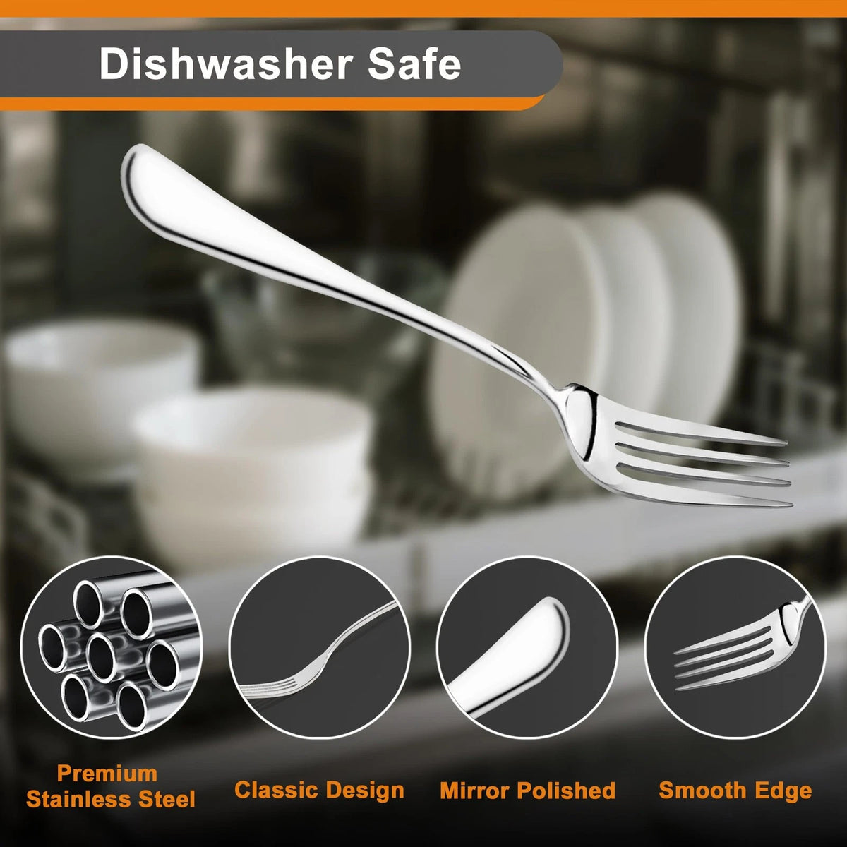 16-Piece Dinner Forks Set, 8" Food Grade Silver
