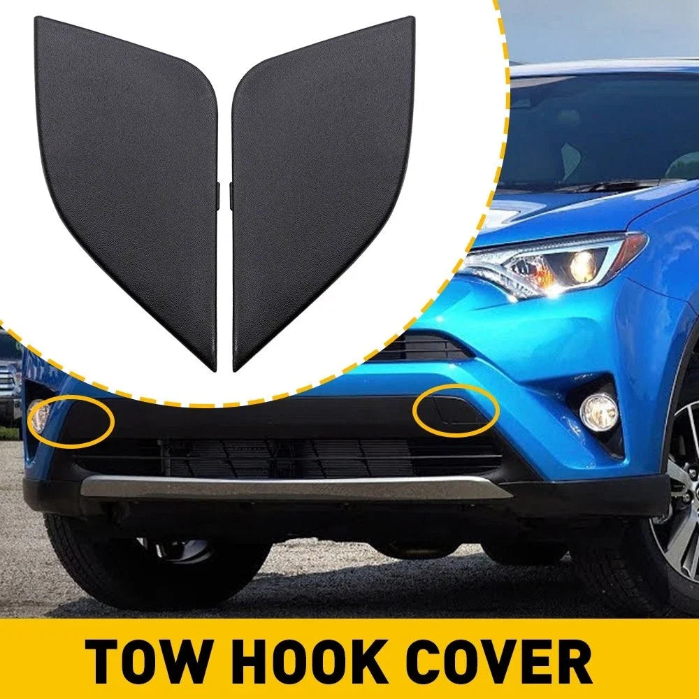 Pair Front Tow Hook Bumper Eye Covers for Toyota RAV4 (2016–2018)