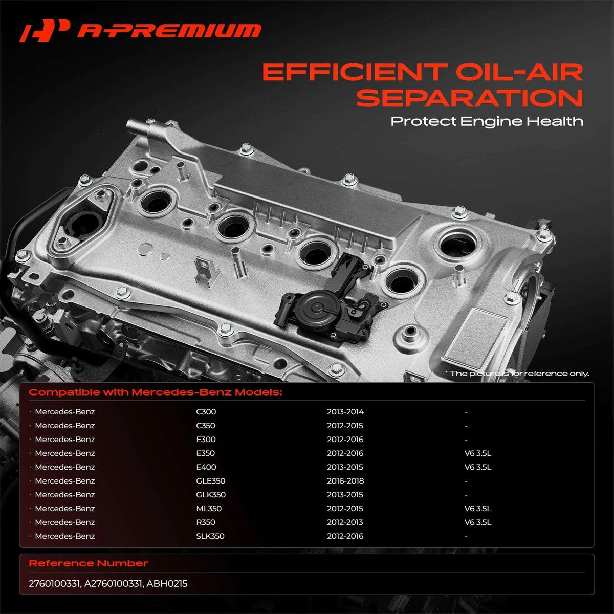 Engine Oil Separator for Mercedes-Benz C300 E350 GLK350 GLE350 ML350 (2760100331, A2760100331, ABH0215)