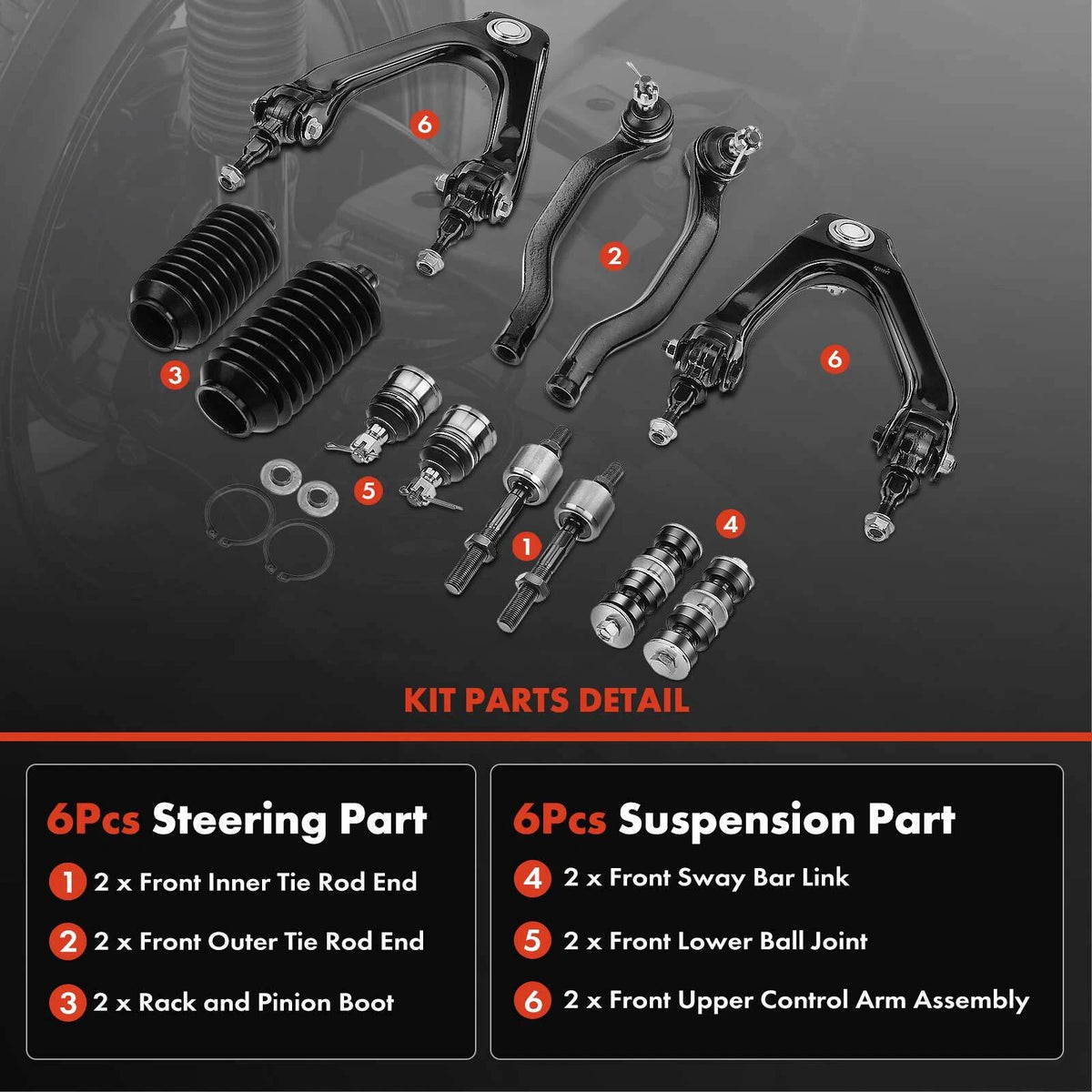 Set of 2 Front Upper Control Arm Ball Joint Sway Bar Link for Honda Accord (RK9816, RK9815, 51460SM4A03, 51460SM4A02)