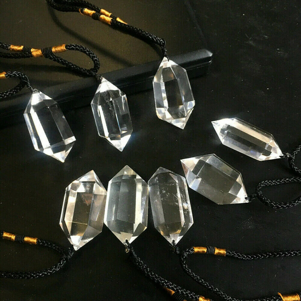 Natural Clear Quartz Crystal Pendant Necklace for Chakra Healing