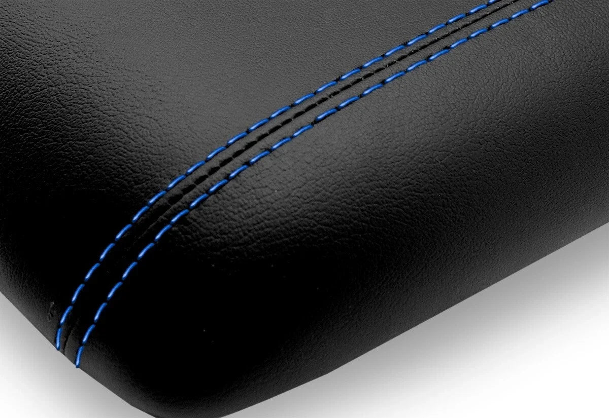 Leather Synthetic Console Armrest Cover for Honda Civic (2001–2005) Black Blue Stitch