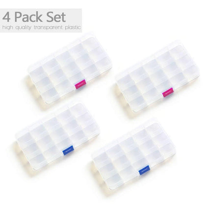 Set of 4 Bead Organizers for Earring Storage (Transparent)
