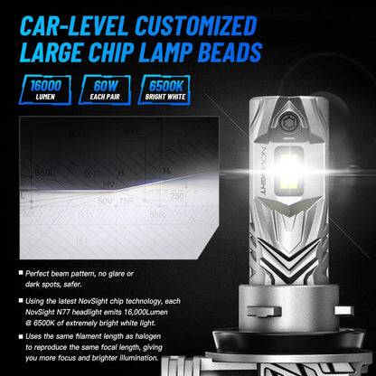 2X NOVSIGHT 9005 H11 LED Headlight Bulbs Kit for