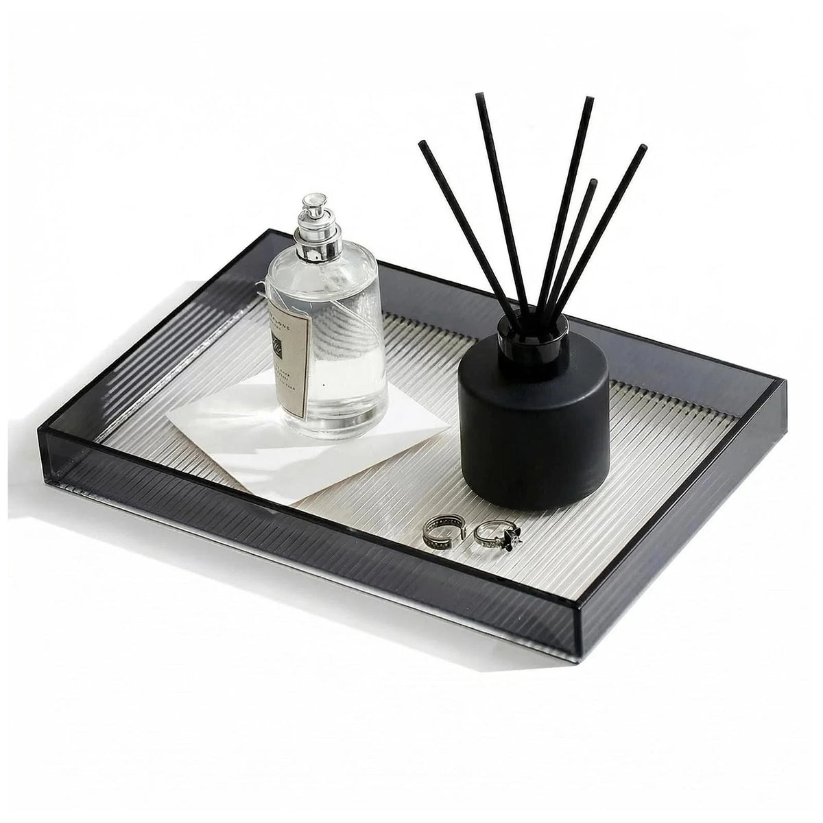 12"x8" Black Acrylic Bathroom Vanity Tray for Counter, Dresser