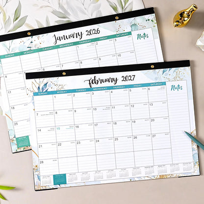 Desk Calendar for 2026-2027 (14.8" x 11.6", White)