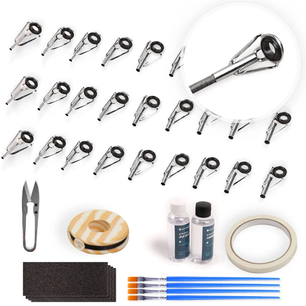 Rod Tip Repair Kit for Small-Medium Tips (36 Tips + Epoxy Glue)
