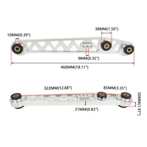 Billet Rear Lower Control Arm + Subframe Brace for Honda Civic EK (1996–2000)