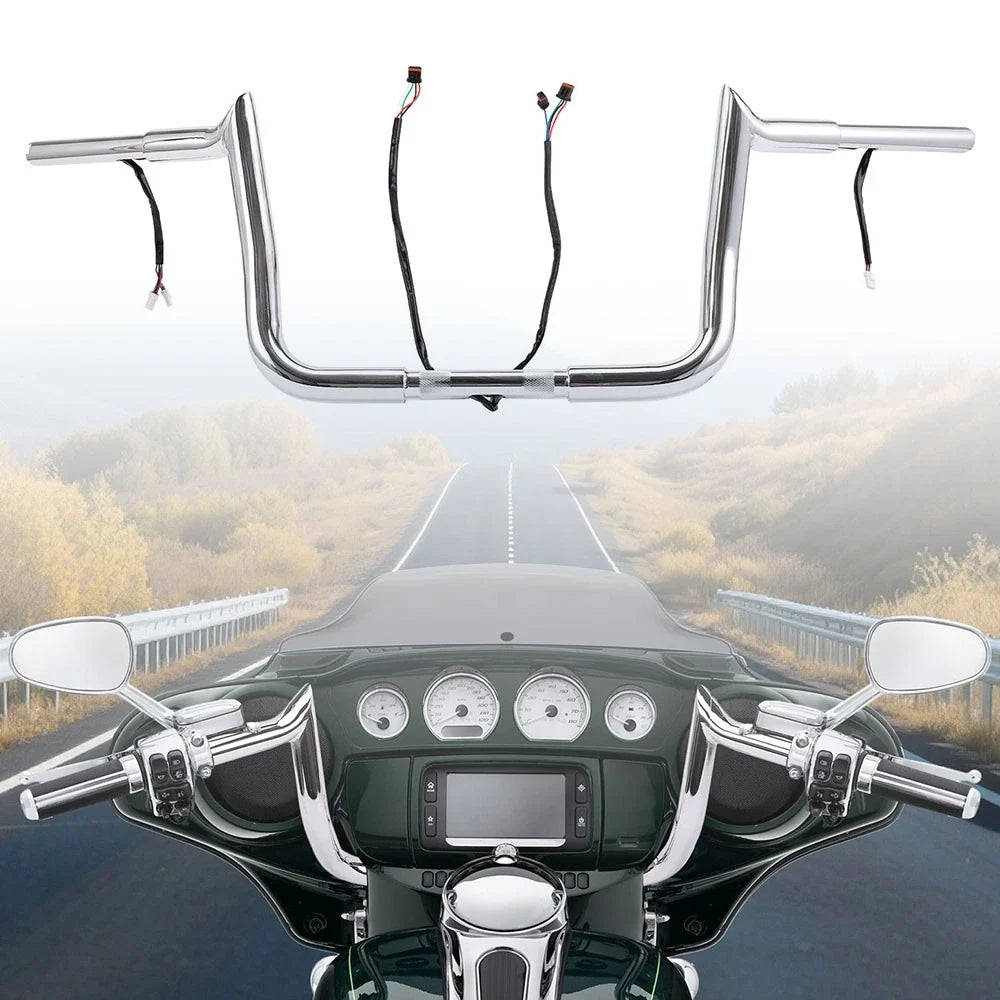 10" Pre-Wired Meathook Ape Hanger Handlebar for Harley Street Glide (2014–2023)