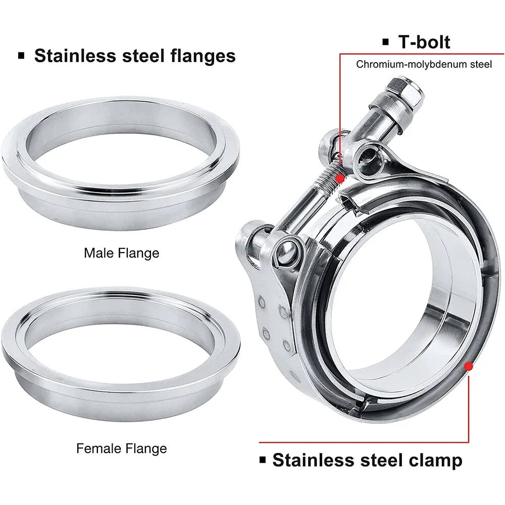 2.5" Stainless Steel V-Band Turbo Pipe Exhaust Clamp for Universal (All Years)