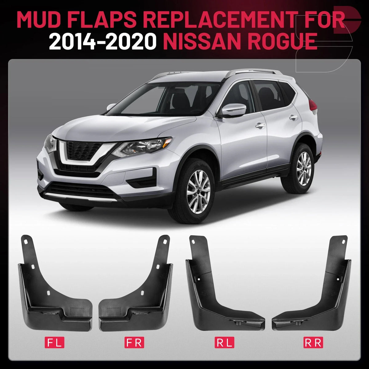 Set of 4 Mud Flaps Splash Guards for Nissan Rogue X-Trail (2014–2020)