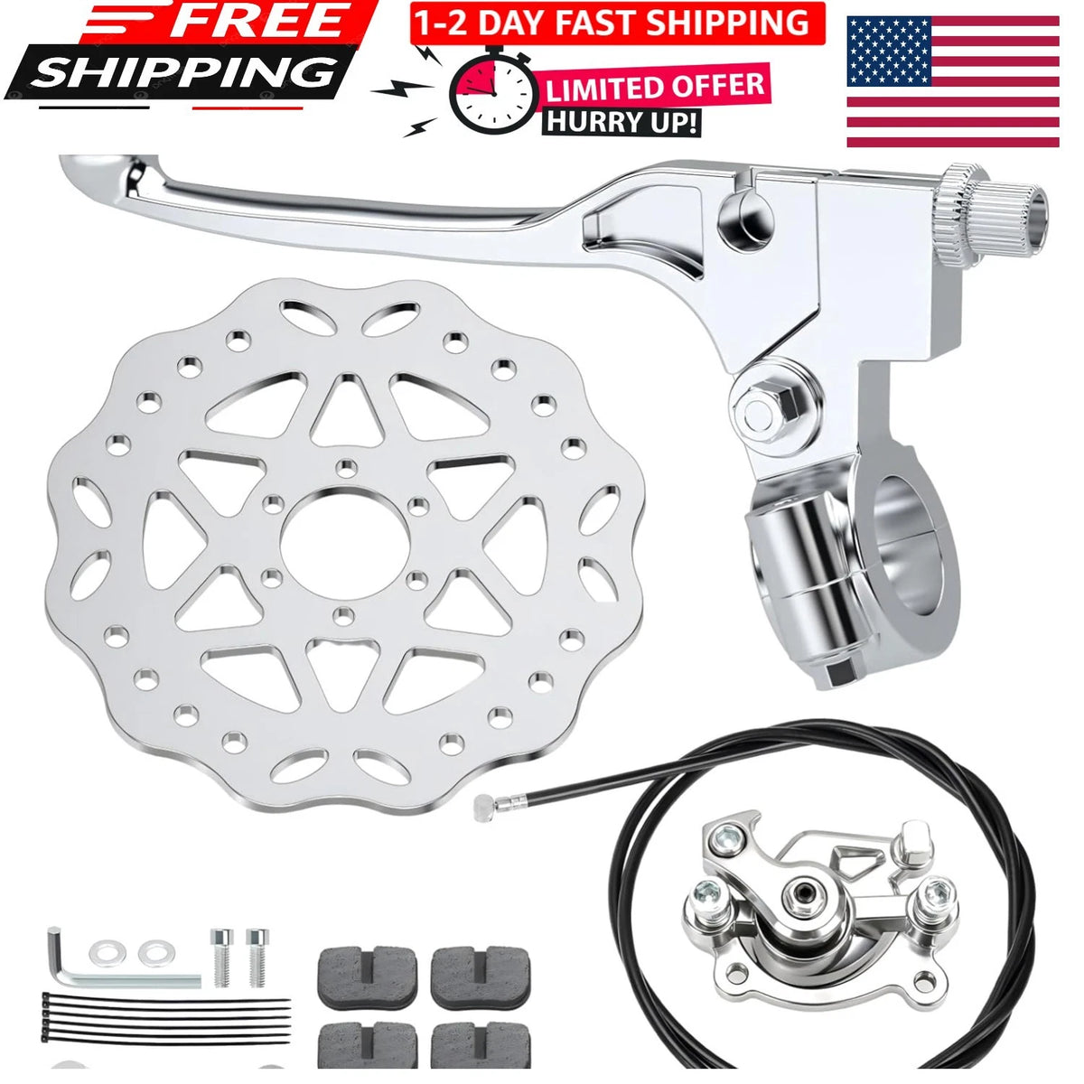 180mm Rear Brake Caliper & Rotor Kit for Mini Bikes