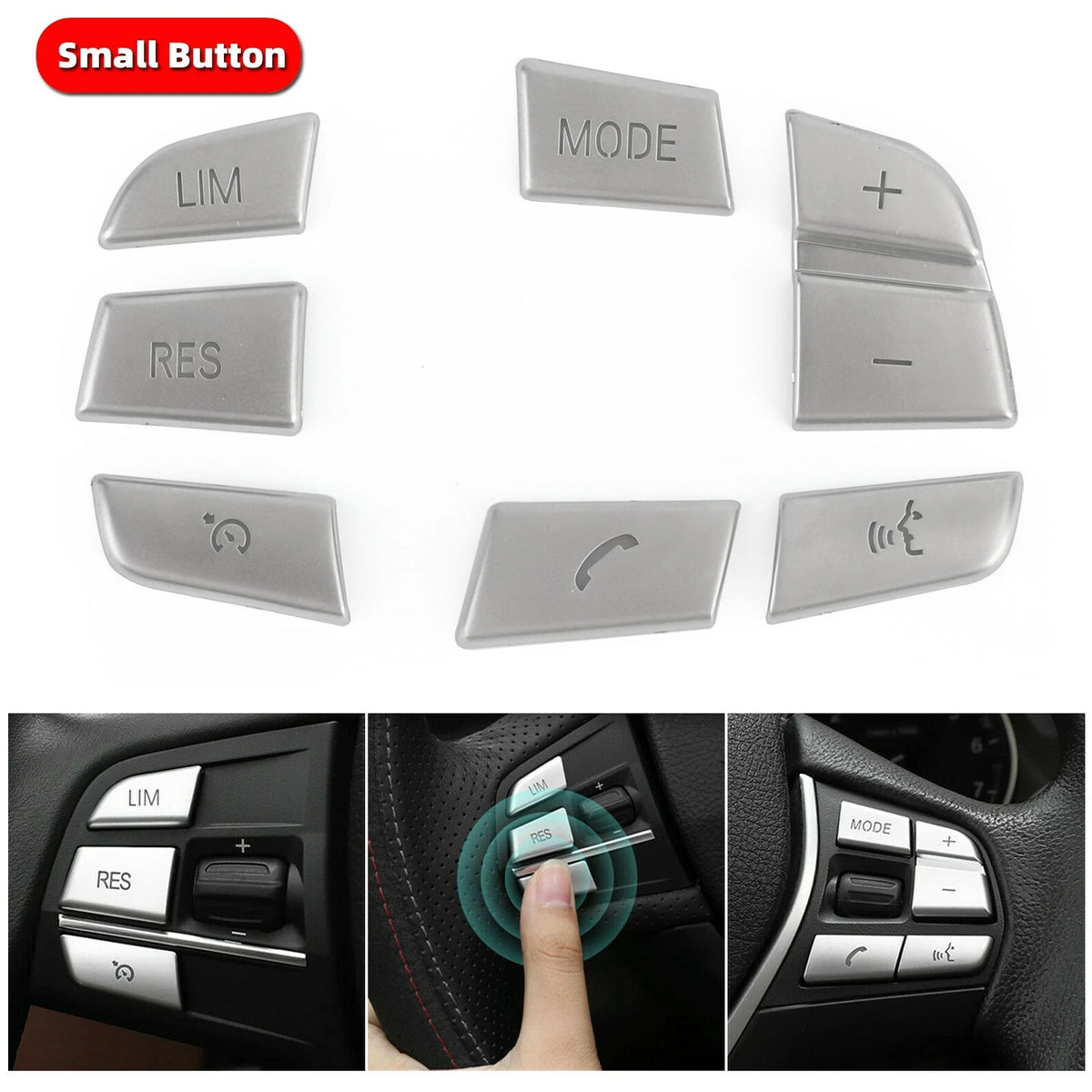 7x Steering Wheel Button Trim Cover for BMW X3 F25 (2011–2017) X4 F26 (2014–2017) C143-A045-B