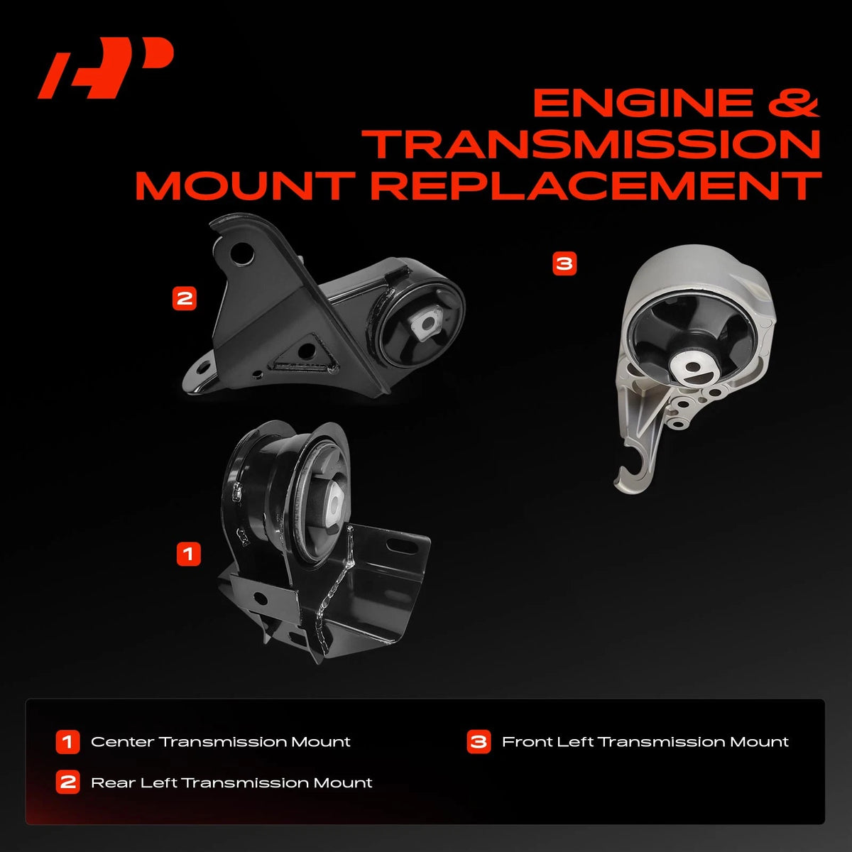 3X Transmission Mount for Dodge Grand Caravan (1996–2000) 4612330, 4612369, 4612427, 4612443, 4861342AA