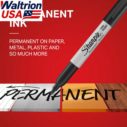 12X Fine Tip Black Permanent Markers