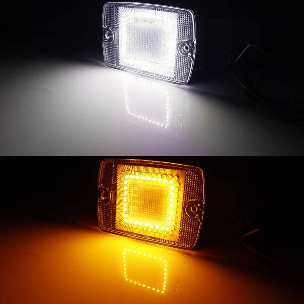 2X Clear Switchback LED DRL Turn Signal Lights for Jeep Wrangler YJ (1987–1995)