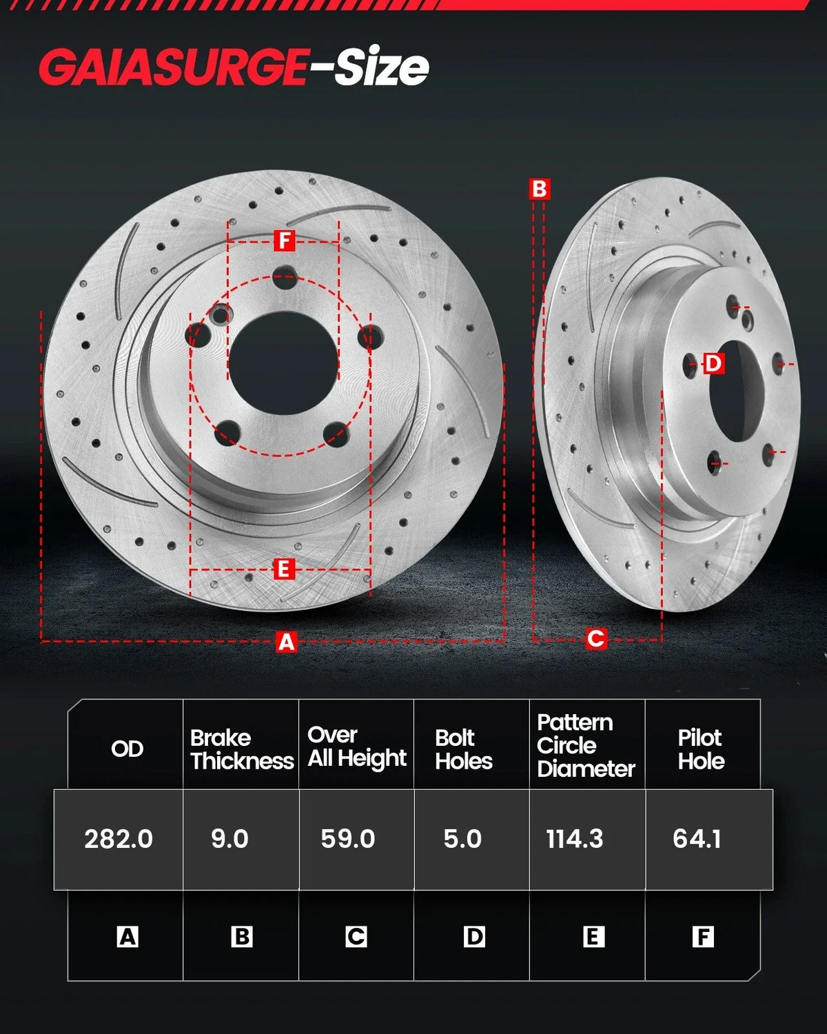 Set of 2 Drilled Rotors & Brake Pads for Acura TL (2004–2008)