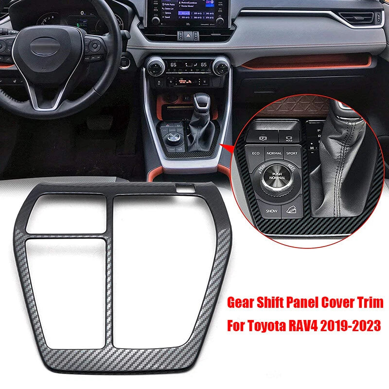 Carbon Fiber Look Gear Shift Box Panel Cover for Toyota RAV4 (2019–2023)