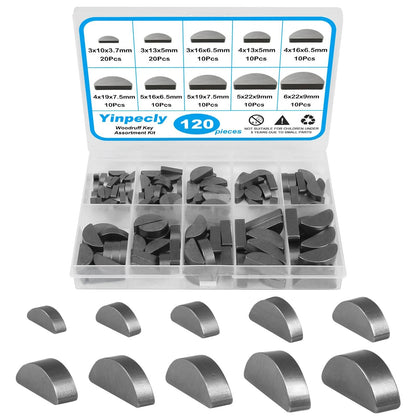 120pcs Woodruff Key Assortment Kit for Various Applications (BM2506N0501XY-FBA)