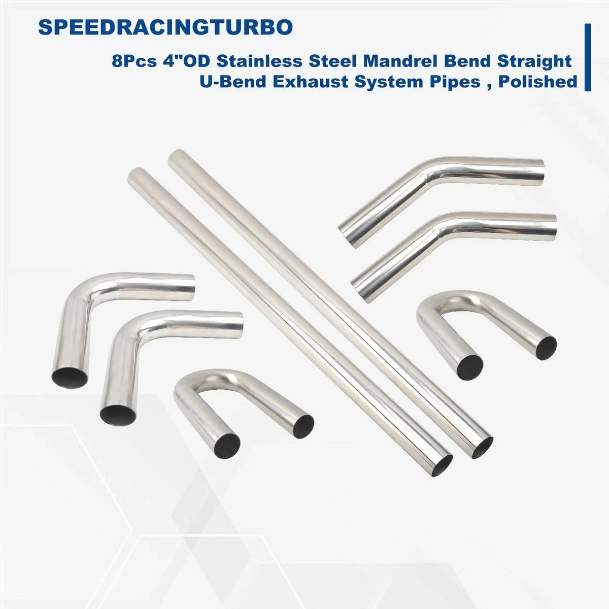 Stainless Steel Exhaust System Kit 4" Universal Straight U-Bend (8pcs)