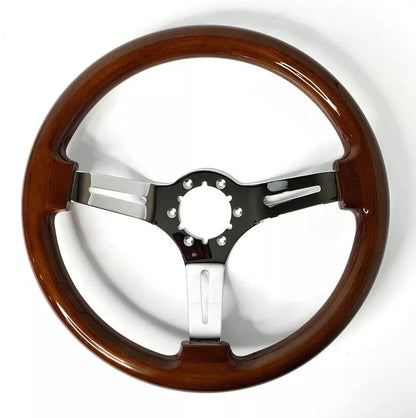 14 Inch Chrome Wood Slotted Steering Wheel Horn Button for Camaro RS (1967–1968)