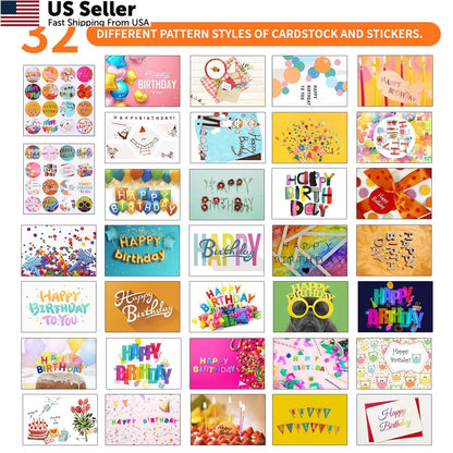 32 PCS Happy Birthday Cards with Envelopes (4x6)