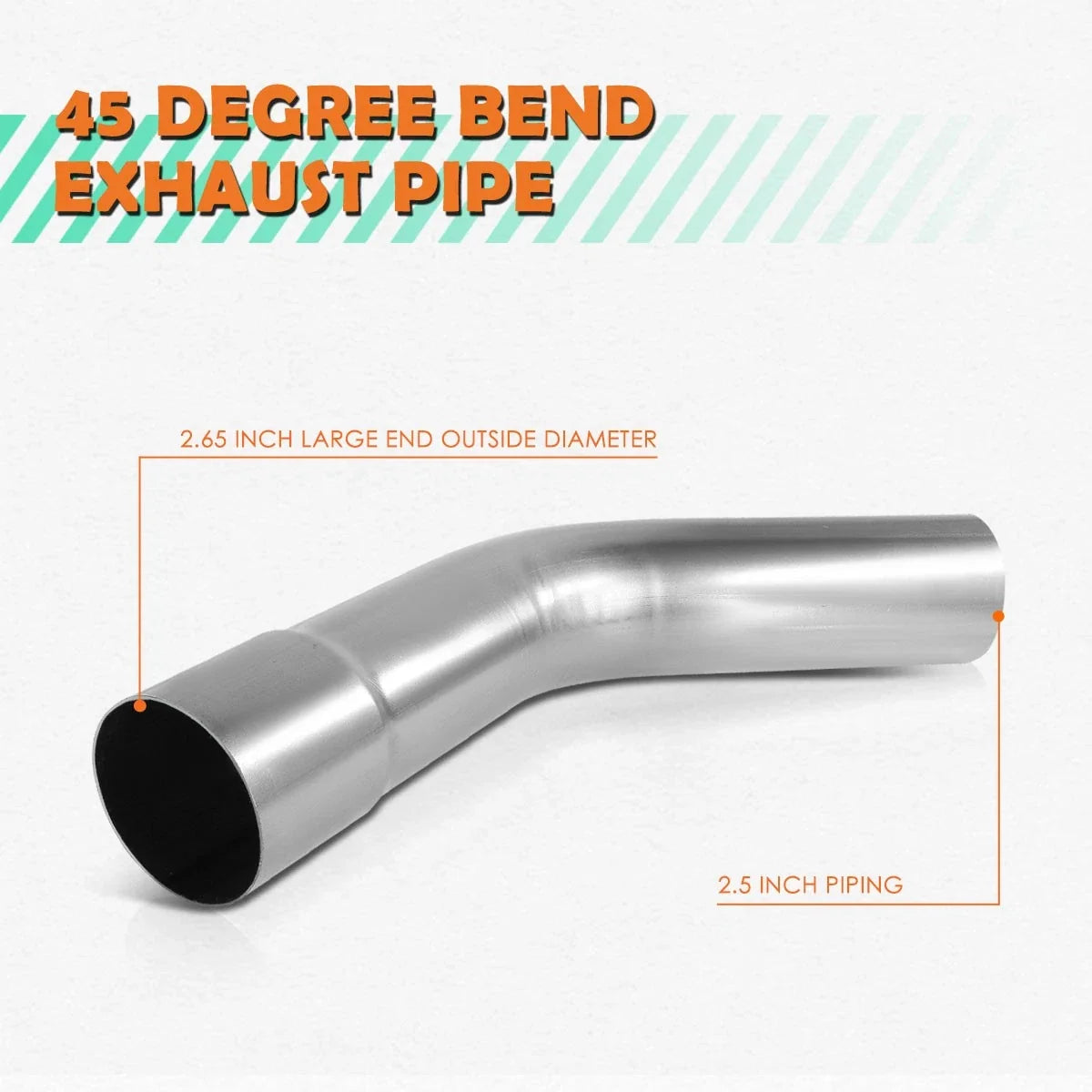 2.5" OD Steel 45 Degree Slip-Fit Exhaust Bend Pipe for Custom Applications