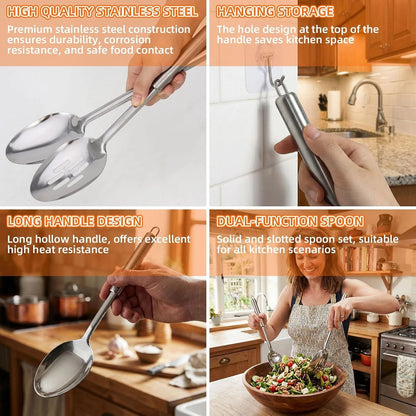 Set of 2 Stainless Steel Serving Spoons for Kitchen