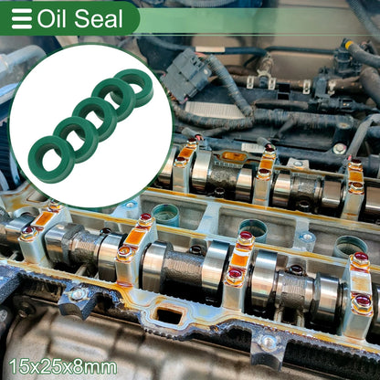 Set of 5 Oil Seal Rotary Shaft Seal 15x25x8mm High Pressure Green for Various Models