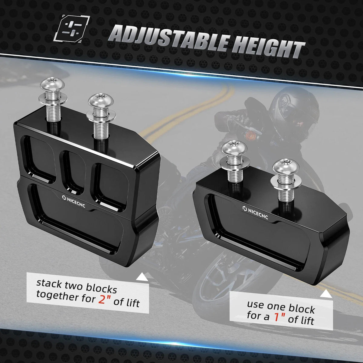 1" / 2" Kickstand Lift Block Riser Set for Harley Iron 1200 XL1200NS (2018–2019)