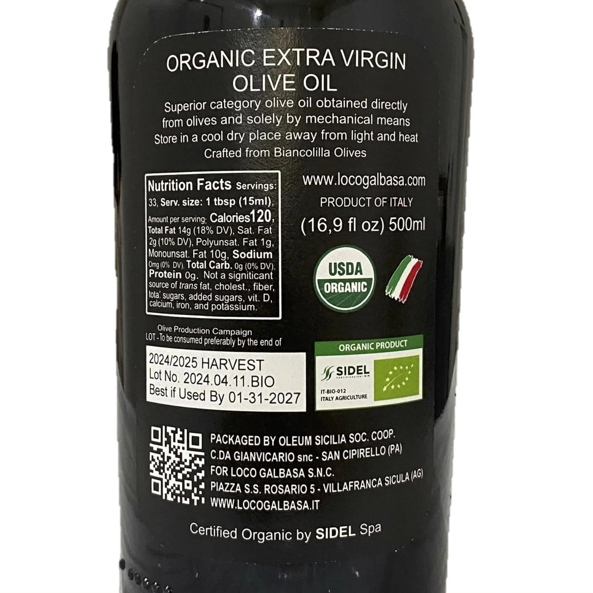Organic Olive Oil from Sicily, Italy 16.9 Fl Oz (Pack of 1)