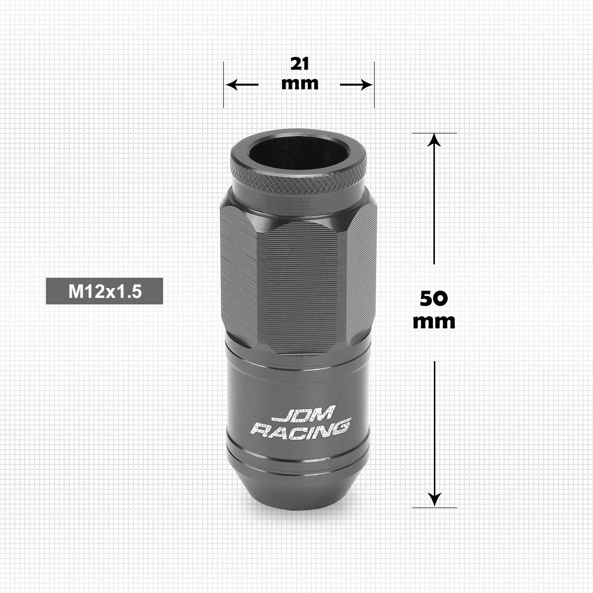 20Pc M12X1.5 Gunmetal JDM Open End Cone Wheel Lug Nut Set with Spline Locks