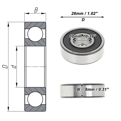 Deep Groove Ball Bearing P4 for Scooter Skateboard Wheel (10x26x8mm)