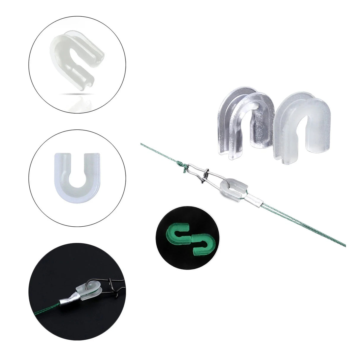 20PCS Glow in the Dark U Type Fishing Connectors for Tackle
