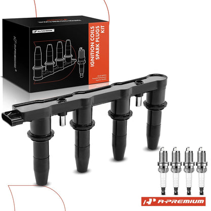 1x Ignition Coil & 4x Iridium Spark Plugs for Chevy Aveo (2009–2011) 25186687, 55561655, 96476983, UF-620, 7100