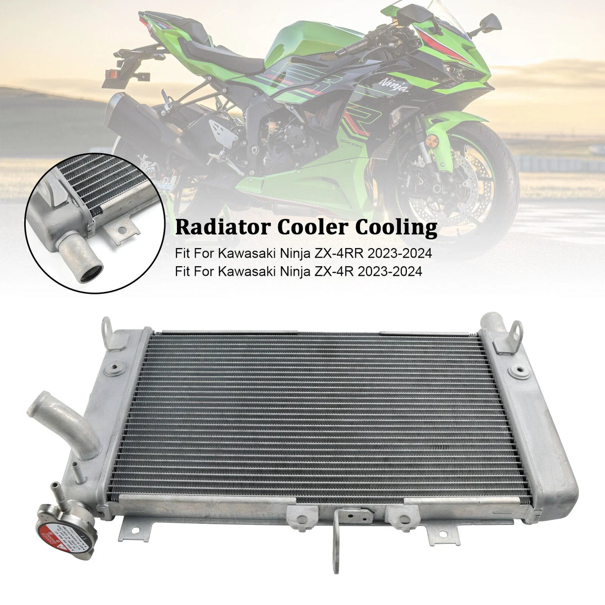 Radiator Cooling Engine Cooler for Kawasaki ZX-4R ZX-4RR (2023–2024) 39060-0758