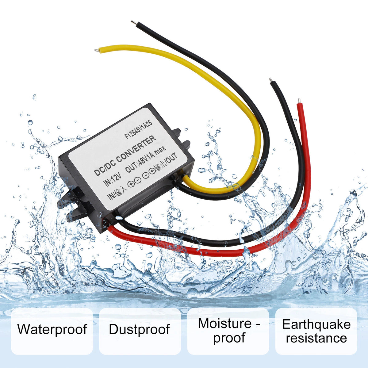 Waterproof DC/DC Converter Regulator 12V to 48V 1A 48W I015-A204