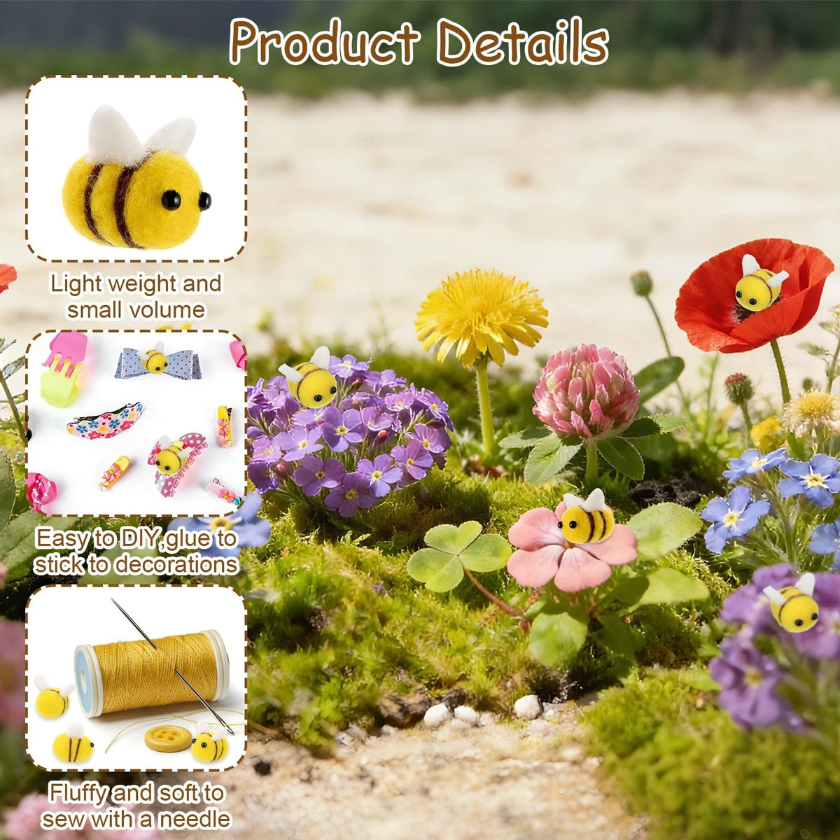 30 Pcs Mini Plush Bees for Crafts and Bee Themed Party Decor