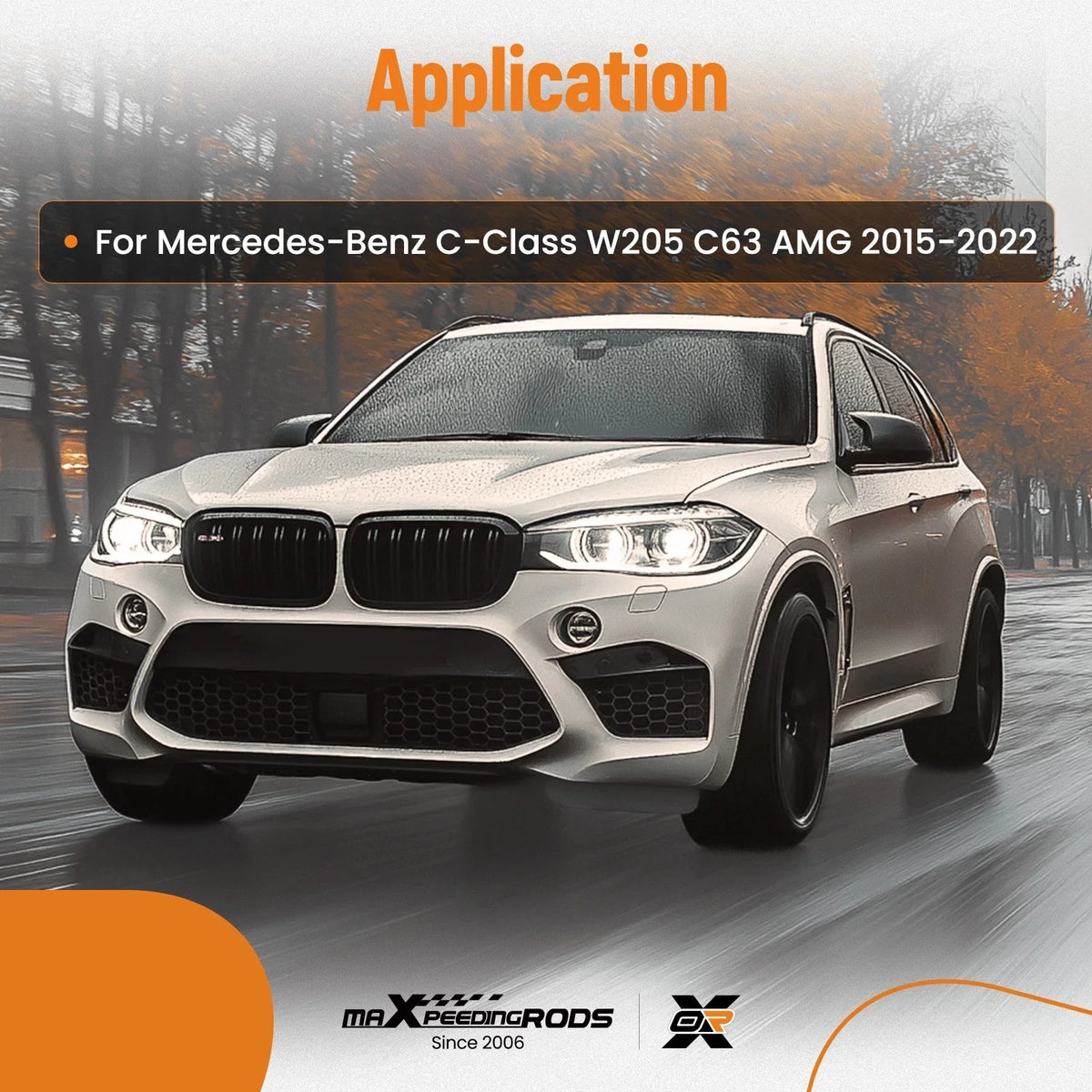Front Bumper Add-on Kit for Mercedes-Benz C63 AMG (2015–2022) Black Lip