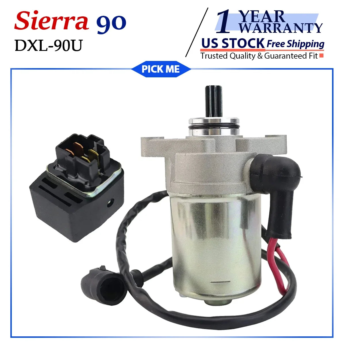 Starter Motor for E-TON DXL-90U Sierra 90 (90cc 2-Stroke) with Relay