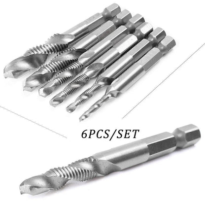 6x HSS Drill Tap Bit Set M3-M10 Countersink Deburr Kit for Metric