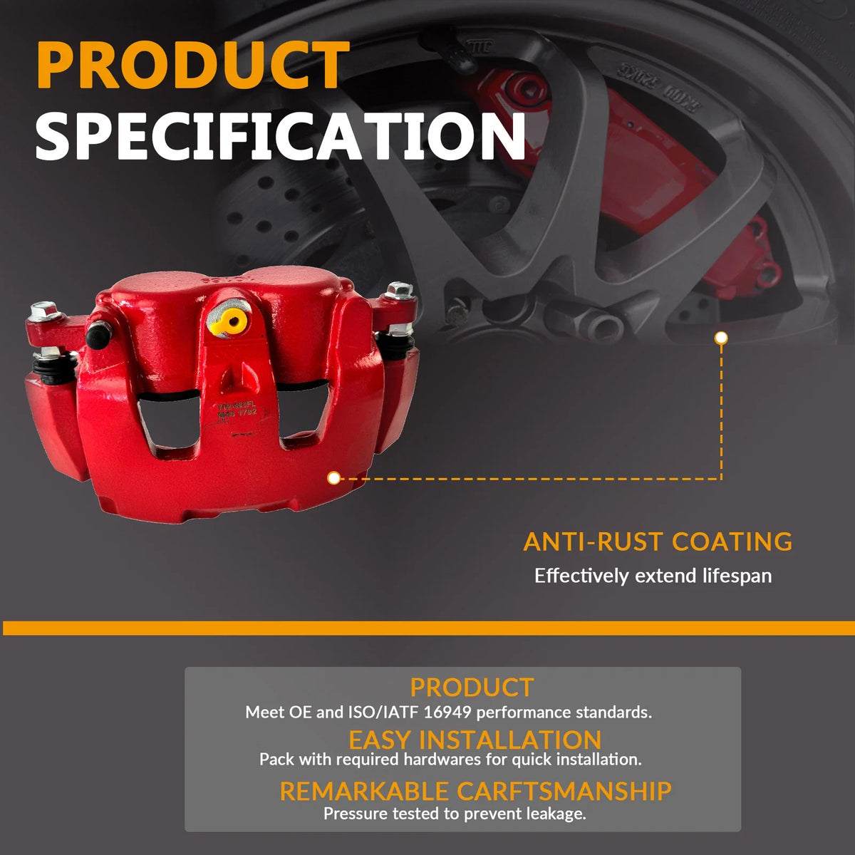 Pair Rear Red Calipers for Cadillac Escalade, Chevrolet Silverado, GMC V8 (2007–2020)