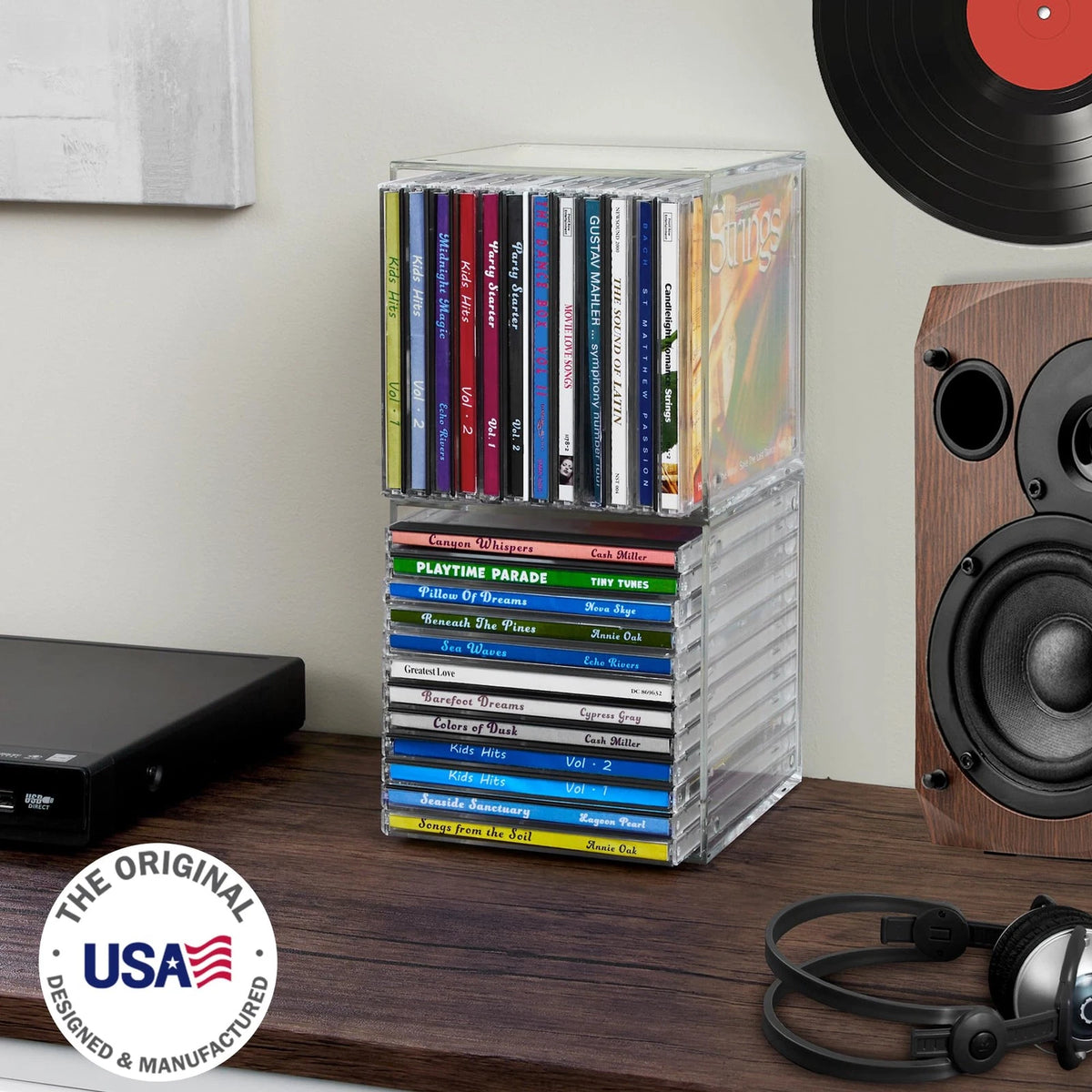 2X Stackable Clear Plastic CD Organizers for CD Storage (5.25 inches)