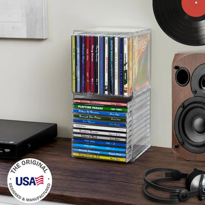 2X Stackable Clear Plastic CD Organizers for CD Storage (5.25 inches)