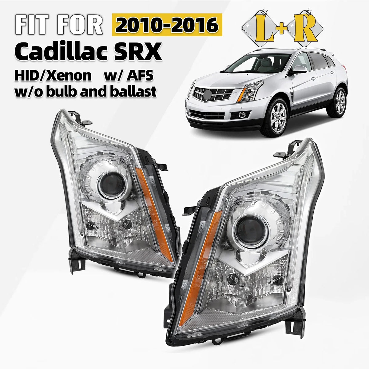 HID Xenon Headlights w/ AFS Chrome Pair for Cadillac SRX (2010–2016)