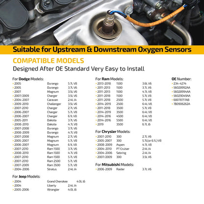 Set of 4 Upstream Downstream Oxygen O2 Sensors for Dodge Viper (2003–2006)