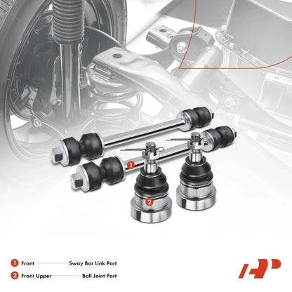 Set of 4 Front Sway Bar Ball Joints for Dodge Ram 1500 2500 3500 (1994–1999)